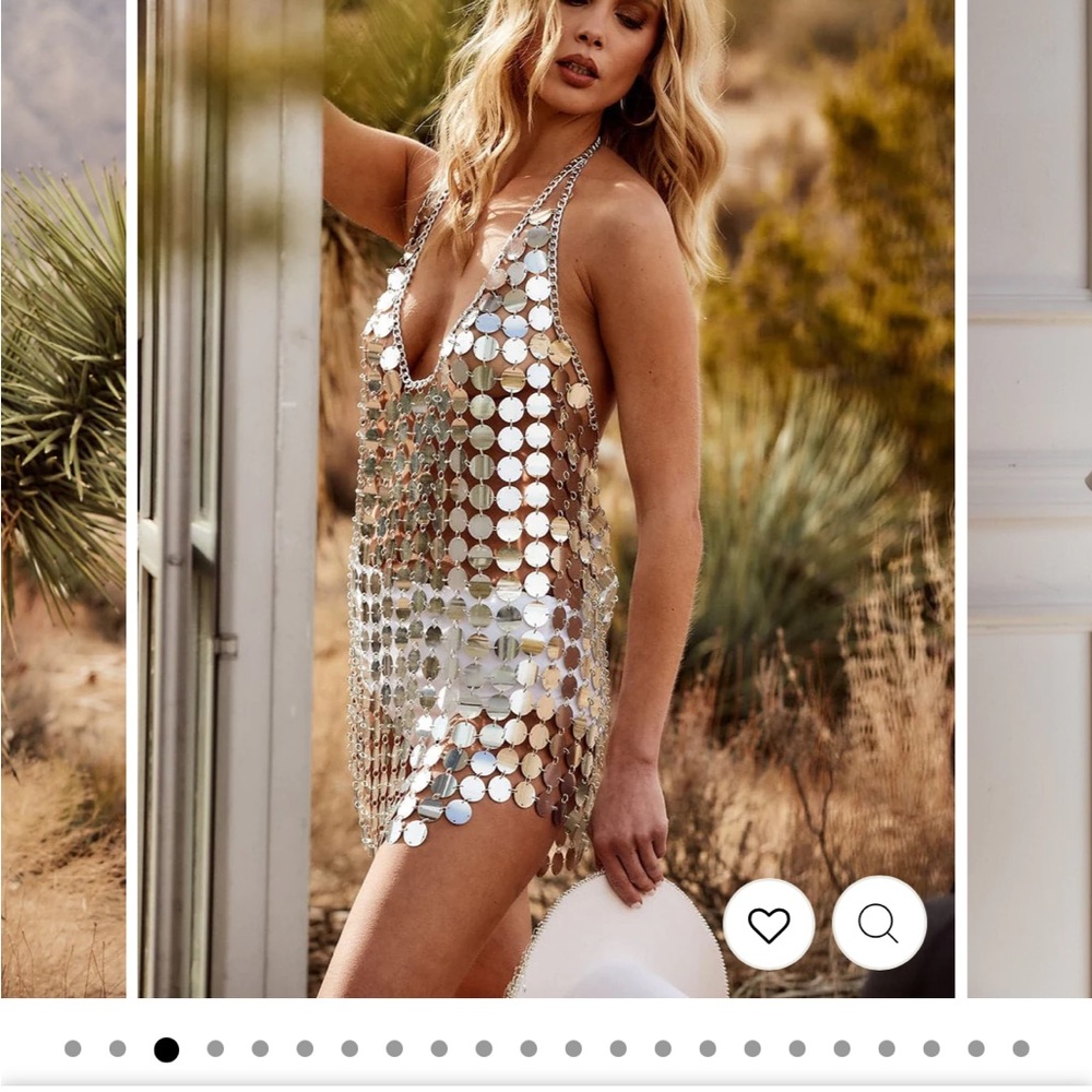 New WOT DIANA SILVER DISCO DRESS